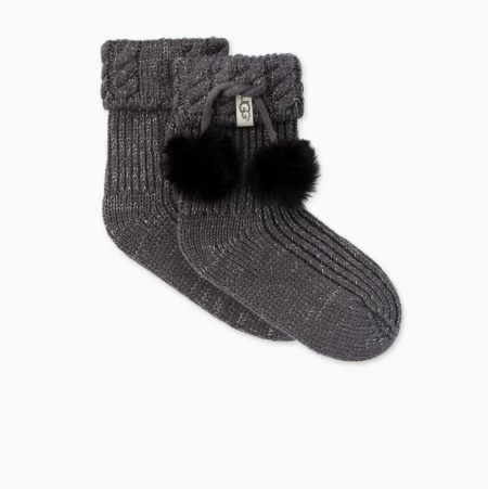 UGG Rahjee Pom-Pom Rainboot - Sokker Barn - Dyp Grå Sølv (NO-L703)